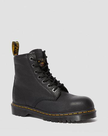 Men's Dr Martens Icon 7B10 Leather Steel Toe Ankle Boots Black | AU 442DFM